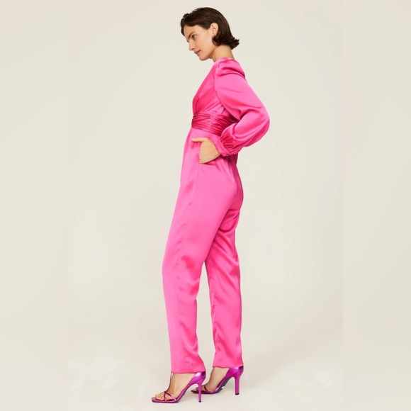 Ieena Mac Duggal satin twist pink jumpsuit - Picture 6 of 12